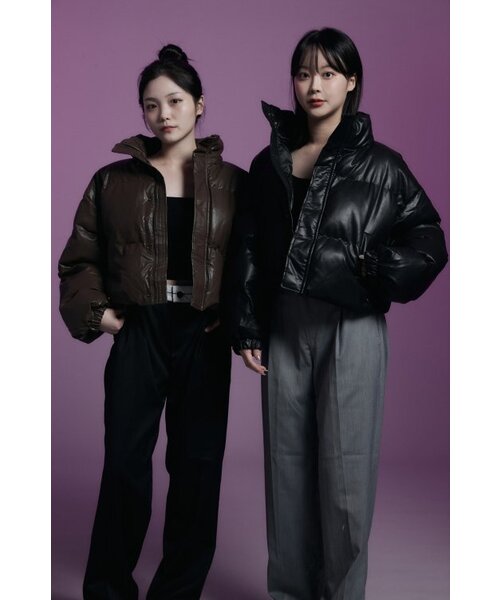 APOSTROPHE COMMA(アポストロフィコンマ)の「レザー クロップショートパディング (ブラウン)(ダウンジャケット/コート・レディース・その他・LARGE/MEDIUM/SMALL)」の6枚目の写真
