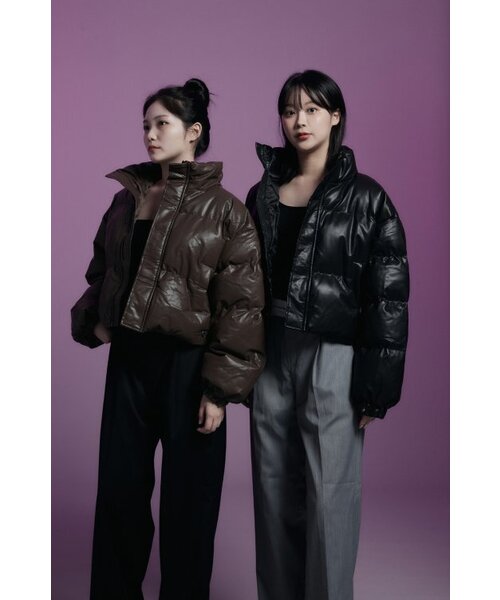 APOSTROPHE COMMA(アポストロフィコンマ)の「レザー クロップショートパディング (ブラウン)(ダウンジャケット/コート・レディース・その他・LARGE/MEDIUM/SMALL)」の8枚目の写真