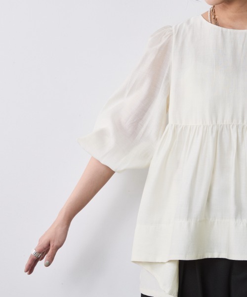 CHIC STYLE(シックスタイル)の「シアーギャザーブラウス<大きいサイズ有>シックスタイル(シャツ/ブラウス・レディース・ネイビー/アイボリー・M/L/LL/3L/4L/5L)」の17枚目の写真