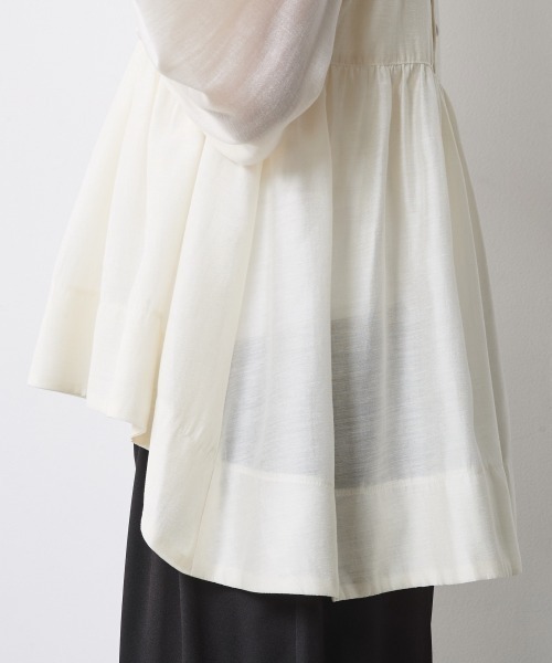 CHIC STYLE(シックスタイル)の「シアーギャザーブラウス<大きいサイズ有>シックスタイル(シャツ/ブラウス・レディース・ネイビー/アイボリー・M/L/LL/3L/4L/5L)」の19枚目の写真