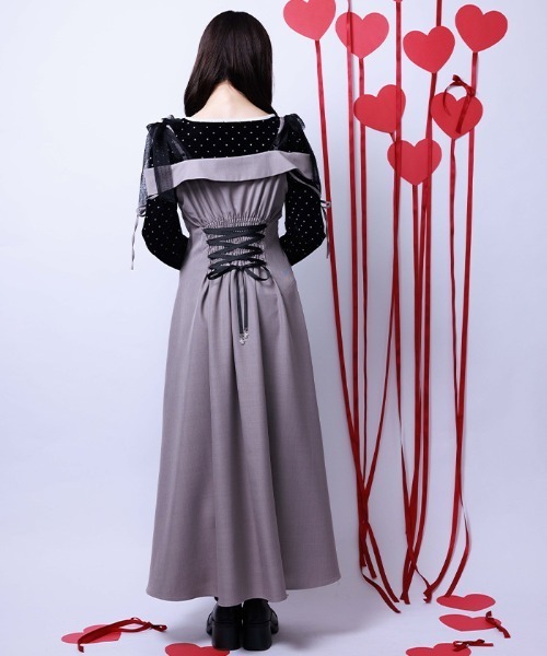 axes femme（アクシーズファム）の「チュールリボン付ワンピース（ワンピース・レディース・ワイン/グレー/ミント・FREE）」の10枚目の写真