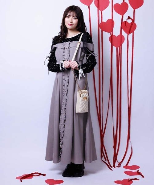 axes femme（アクシーズファム）の「チュールリボン付ワンピース（ワンピース・レディース・ワイン/グレー/ミント・FREE）」の14枚目の写真