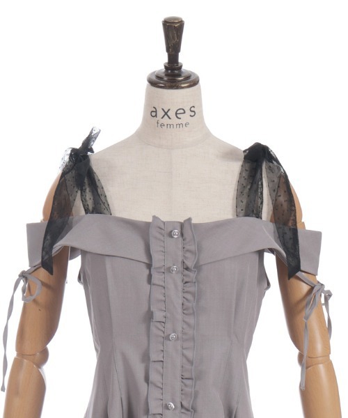 axes femme（アクシーズファム）の「チュールリボン付ワンピース（ワンピース・レディース・ワイン/グレー/ミント・FREE）」の18枚目の写真