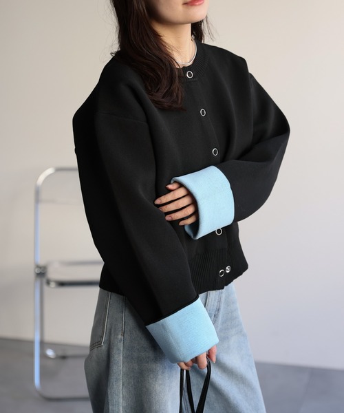 ap retro（アプレトロ）の「バイカラーニットカーディガン（カーディガン/ボレロ・レディース・チャコール/アイボリー/ブラック/グレー・FREE）」の15枚目の写真