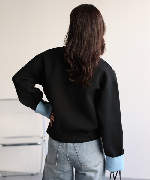 ap retro（アプレトロ）の「バイカラーニットカーディガン（カーディガン/ボレロ・レディース・チャコール/アイボリー/ブラック/グレー・FREE）」の17枚目の写真