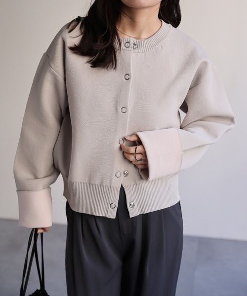 ap retro（アプレトロ）の「バイカラーニットカーディガン（カーディガン/ボレロ・レディース・チャコール/アイボリー/ブラック/グレー・FREE）」の21枚目の写真
