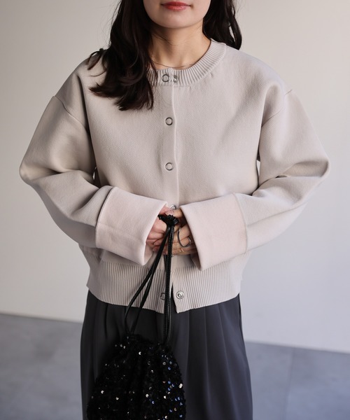 ap retro（アプレトロ）の「バイカラーニットカーディガン（カーディガン/ボレロ・レディース・チャコール/アイボリー/ブラック/グレー・FREE）」の22枚目の写真