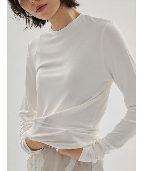 emmi（エミ）の「バンブーロングスリーブカットソー（Tシャツ/カットソー・レディース・ブラック/イエロー/ホワイト・F）」の5枚目の写真