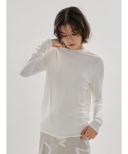 emmi（エミ）の「バンブーロングスリーブカットソー（Tシャツ/カットソー・レディース・ブラック/イエロー/ホワイト・F）」の9枚目の写真