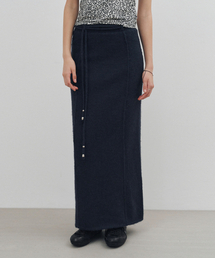 ストラップマキシウールニットスカートネイビーMDSK024NAVY