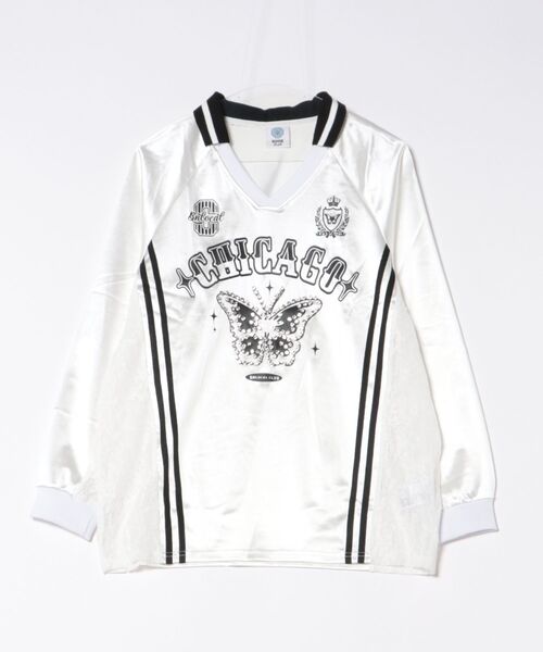 HOOK(フック)の「ストーンバタフライ カレッジトップス(Tシャツ/カットソー・レディース・ホワイト/ブラック・M)」の22枚目の写真