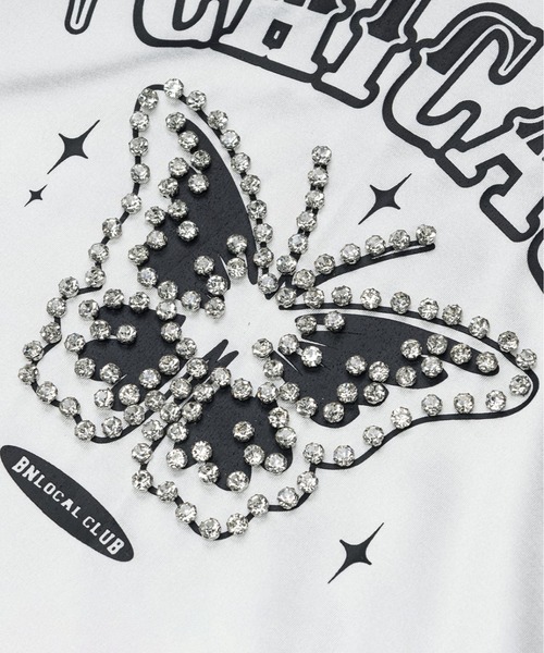 HOOK(フック)の「ストーンバタフライ カレッジトップス(Tシャツ/カットソー・レディース・ホワイト/ブラック・M)」の13枚目の写真