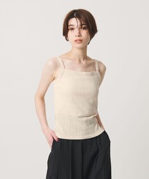 コットン パターンメッシュ キャミソール