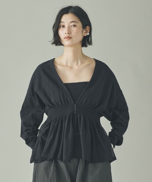 Curensology(カレンソロジー)の「Curensology(カレンソロジー)/ピンタックギャザーニットプルオーバー(ニット/セーター・レディース・クリーム/グレー/ブラック・FREE)」の12枚目の写真