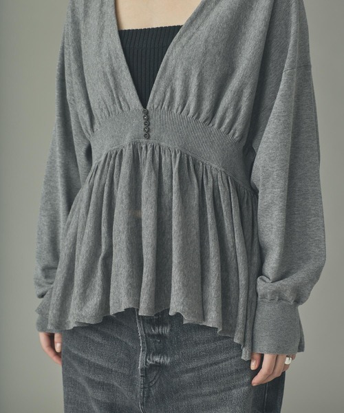 Curensology(カレンソロジー)の「Curensology(カレンソロジー)/ピンタックギャザーニットプルオーバー(ニット/セーター・レディース・クリーム/グレー/ブラック・FREE)」の10枚目の写真