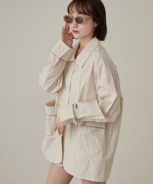 mline（エムライン）の「[mline]パジャマ ビッグシャツ（シャツ/ブラウス・レディース・ブルー/アイボリー・FREE）」の17枚目の写真