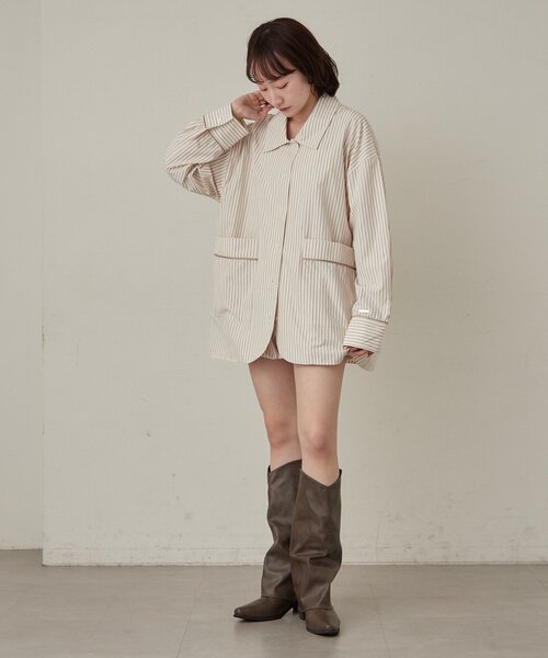 mline（エムライン）の「[mline]パジャマ ビッグシャツ（シャツ/ブラウス・レディース・ブルー/アイボリー・FREE）」の10枚目の写真