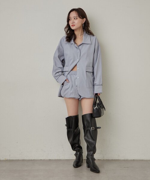 mline（エムライン）の「[mline]パジャマ ビッグシャツ（シャツ/ブラウス・レディース・ブルー/アイボリー・FREE）」の11枚目の写真