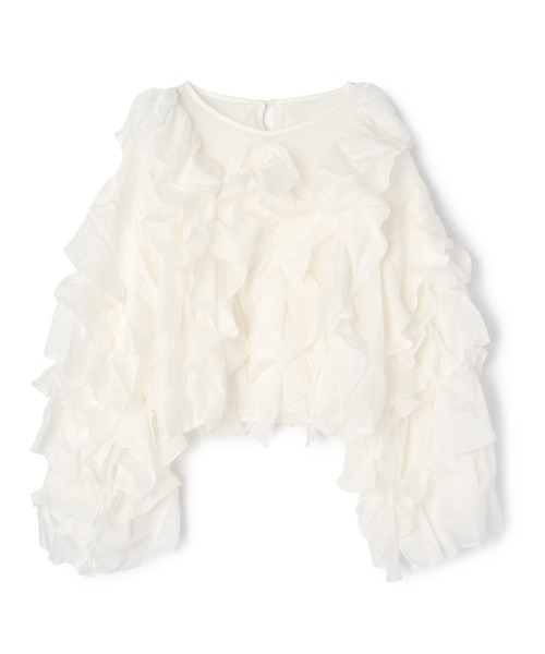 mic by Olu.（ミックバイオルドット）の「＜ ZOZOTOWN限定 ＞ラッフルシアーブラウス（シャツ/ブラウス・レディース・ピンク/オフホワイト・FREE）」の13枚目の写真