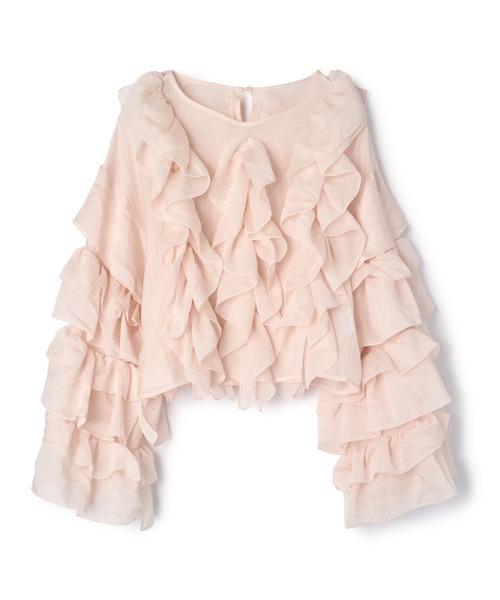 mic by Olu.（ミックバイオルドット）の「＜ ZOZOTOWN限定 ＞ラッフルシアーブラウス（シャツ/ブラウス・レディース・ピンク/オフホワイト・FREE）」の14枚目の写真