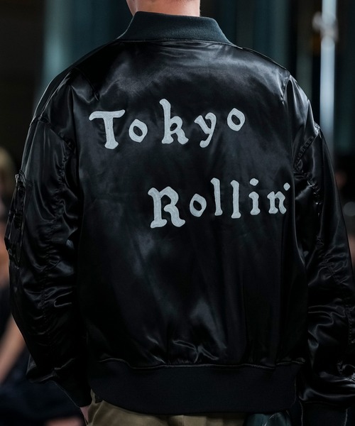 MSML（エムエスエムエル）の「MA1 EMBROIDERY SATIN JACKET（ブルゾン・メンズ・ブラック・XL/L/M）」の10枚目の写真