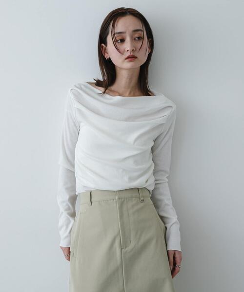 SENSE OF PLACE by URBAN RESEARCH(センスオブプレイスバイアーバンリサーチ)の「シアードレープリブトップ(Tシャツ/カットソー・レディース・オフホワイト/ブラック/ピンク・ONE)」の21枚目の写真