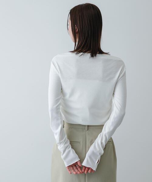 SENSE OF PLACE by URBAN RESEARCH(センスオブプレイスバイアーバンリサーチ)の「シアードレープリブトップ(Tシャツ/カットソー・レディース・オフホワイト/ブラック/ピンク・ONE)」の22枚目の写真