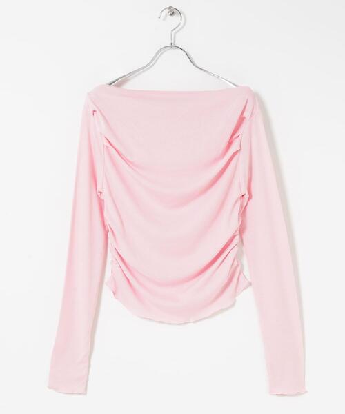 SENSE OF PLACE by URBAN RESEARCH(センスオブプレイスバイアーバンリサーチ)の「シアードレープリブトップ(Tシャツ/カットソー・レディース・オフホワイト/ブラック/ピンク・ONE)」の8枚目の写真