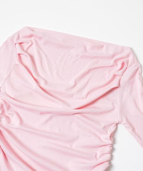 SENSE OF PLACE by URBAN RESEARCH(センスオブプレイスバイアーバンリサーチ)の「シアードレープリブトップ(Tシャツ/カットソー・レディース・オフホワイト/ブラック/ピンク・ONE)」の9枚目の写真