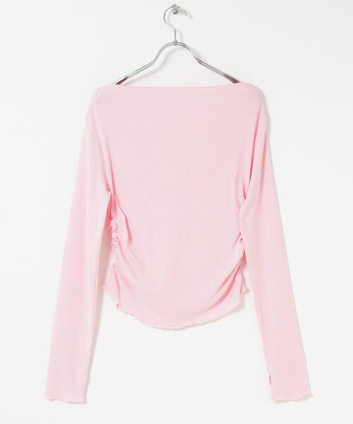 SENSE OF PLACE by URBAN RESEARCH(センスオブプレイスバイアーバンリサーチ)の「シアードレープリブトップ(Tシャツ/カットソー・レディース・オフホワイト/ブラック/ピンク・ONE)」の10枚目の写真