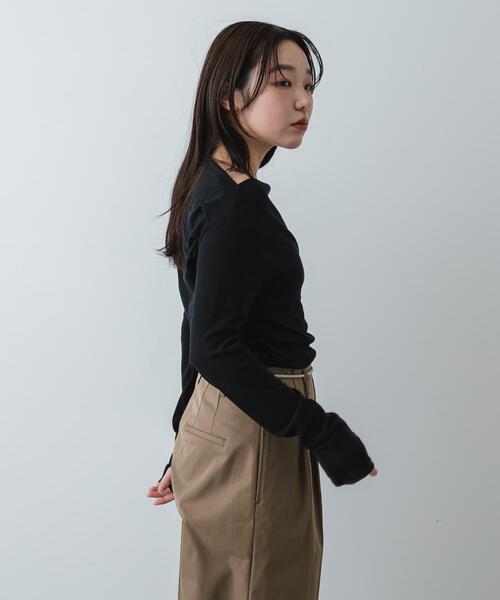 SENSE OF PLACE by URBAN RESEARCH(センスオブプレイスバイアーバンリサーチ)の「シアードレープリブトップ(Tシャツ/カットソー・レディース・オフホワイト/ブラック/ピンク・ONE)」の15枚目の写真