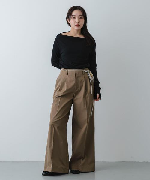 SENSE OF PLACE by URBAN RESEARCH(センスオブプレイスバイアーバンリサーチ)の「シアードレープリブトップ(Tシャツ/カットソー・レディース・オフホワイト/ブラック/ピンク・ONE)」の17枚目の写真