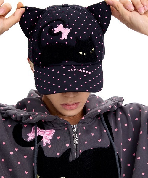 L.H.P(エルエイチピー)の「CFIERCE/フィアス/CAT ON MY HAT(キャップ・レディース・ホワイト/グレー・F)」の1枚目の写真