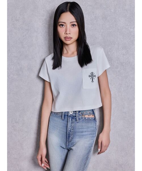 GYDA(ジェイダ)の「sacred edge cross PHOTOショートTシャツ(Tシャツ/カットソー・レディース・ピンク/オフホワイト/チャコールグレー・FREE)」の5枚目の写真