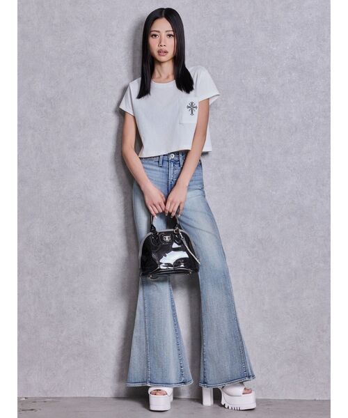 GYDA(ジェイダ)の「sacred edge cross PHOTOショートTシャツ(Tシャツ/カットソー・レディース・ピンク/オフホワイト/チャコールグレー・FREE)」の8枚目の写真