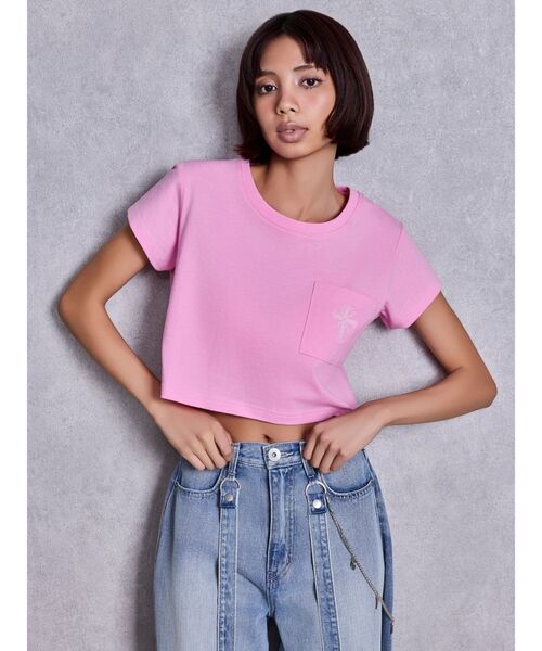 GYDA(ジェイダ)の「sacred edge cross PHOTOショートTシャツ(Tシャツ/カットソー・レディース・ピンク/オフホワイト/チャコールグレー・FREE)」の10枚目の写真