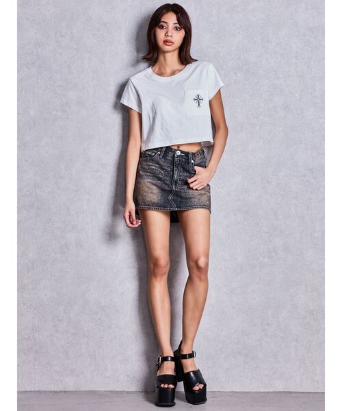 GYDA(ジェイダ)の「sacred edge cross PHOTOショートTシャツ(Tシャツ/カットソー・レディース・ピンク/オフホワイト/チャコールグレー・FREE)」の17枚目の写真