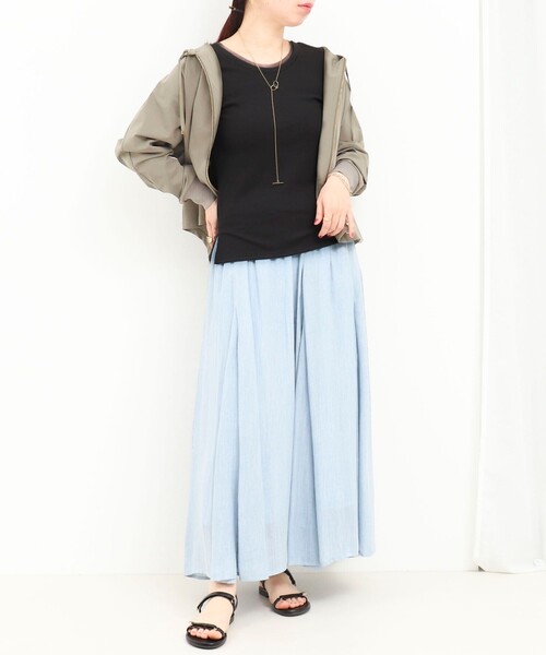 MICO COULIER（ミコクリエ）の「ラメテレコ×チュールタンクトップ（Tシャツ/カットソー・レディース・ライトグレー/チャコールグレー/オフホワイト・38）」の21枚目の写真