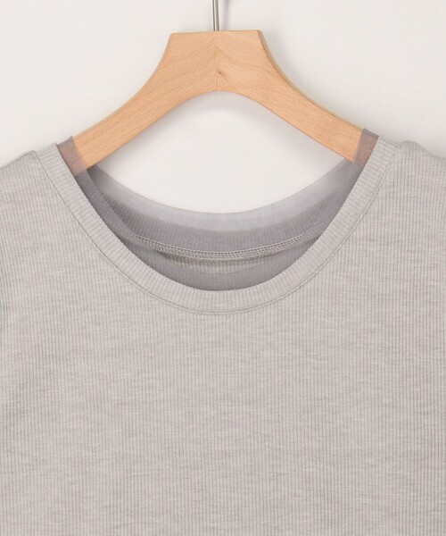 MICO COULIER（ミコクリエ）の「ラメテレコ×チュールタンクトップ（Tシャツ/カットソー・レディース・ライトグレー/チャコールグレー/オフホワイト・38）」の9枚目の写真