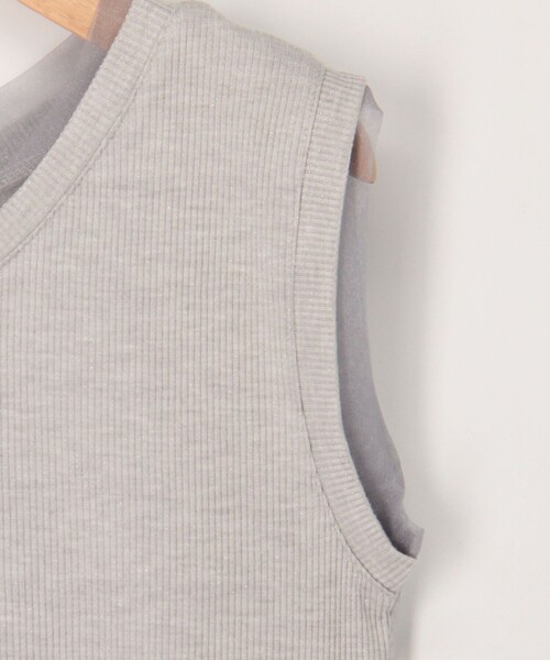 MICO COULIER（ミコクリエ）の「ラメテレコ×チュールタンクトップ（Tシャツ/カットソー・レディース・ライトグレー/チャコールグレー/オフホワイト・38）」の10枚目の写真