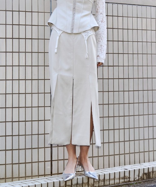 JOSE MOON（ジョゼムーン）の「INSIDE TIGHT SKIRT/インサイドタイトスカート（スカート・レディース・グレー/アイボリー・36/38）」の2枚目の写真