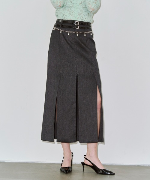 JOSE MOON（ジョゼムーン）の「INSIDE TIGHT SKIRT/インサイドタイトスカート（スカート・レディース・グレー/アイボリー・36/38）」の4枚目の写真