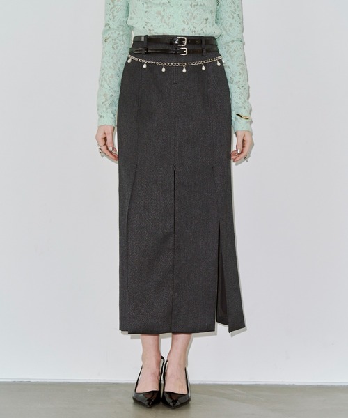 JOSE MOON（ジョゼムーン）の「INSIDE TIGHT SKIRT/インサイドタイトスカート（スカート・レディース・グレー/アイボリー・36/38）」の3枚目の写真