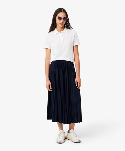 LACOSTE(ラコステ)の「ネームジャカード ウエストプリーツロングスカート(スカート・レディース・ブラウン/ネイビー・L/M/S/XS)」の3枚目の写真