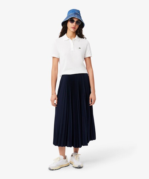 LACOSTE（ラコステ）の「ネームジャカード ウエストプリーツロングスカート（スカート・レディース・ブラウン/ネイビー・L/M/S/XS）」の7枚目の写真