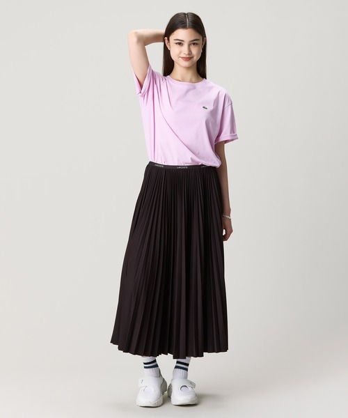 LACOSTE（ラコステ）の「ネームジャカード ウエストプリーツロングスカート（スカート・レディース・ブラウン/ネイビー・L/M/S/XS）」の14枚目の写真