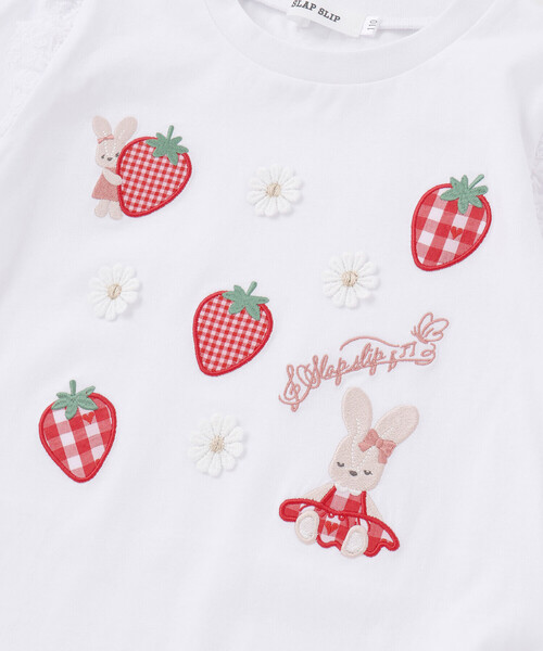 SLAP SLIP(スラップスリップ)の「肩フリル7分丈天竺Tシャツ(80~130cm)(Tシャツ/カットソー・キッズ・ブルー/ホワイト・90cm/80cm/130cm/110cm/120cm/100cm)」の8枚目の写真