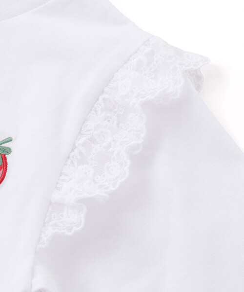 SLAP SLIP(スラップスリップ)の「肩フリル7分丈天竺Tシャツ(80~130cm)(Tシャツ/カットソー・キッズ・ブルー/ホワイト・90cm/80cm/130cm/110cm/120cm/100cm)」の9枚目の写真