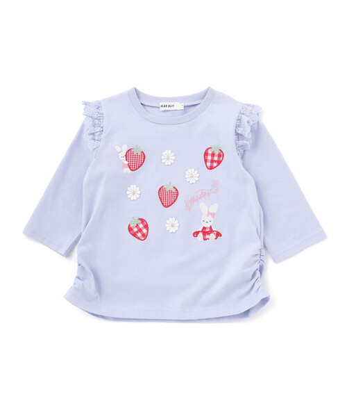 SLAP SLIP(スラップスリップ)の「肩フリル7分丈天竺Tシャツ(80~130cm)(Tシャツ/カットソー・キッズ・ブルー/ホワイト・90cm/80cm/130cm/110cm/120cm/100cm)」の10枚目の写真