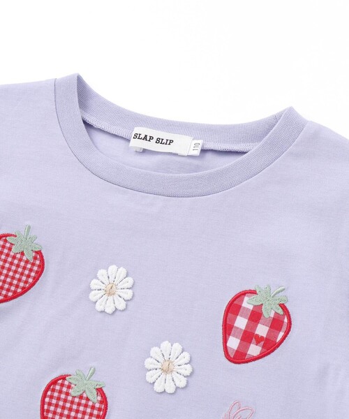 SLAP SLIP(スラップスリップ)の「肩フリル7分丈天竺Tシャツ(80~130cm)(Tシャツ/カットソー・キッズ・ブルー/ホワイト・90cm/80cm/130cm/110cm/120cm/100cm)」の12枚目の写真